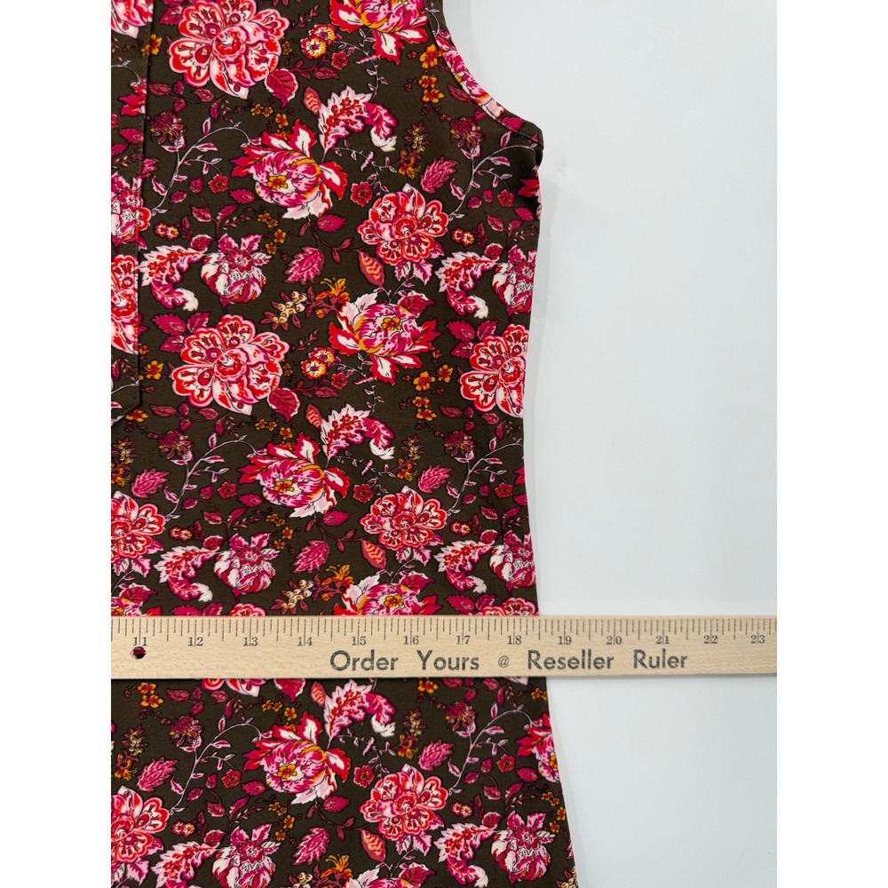 Jude Connally Dress Womens Medium Brown Pink Floral Sleeveless V-Neck Shift - Picture 7 of 9